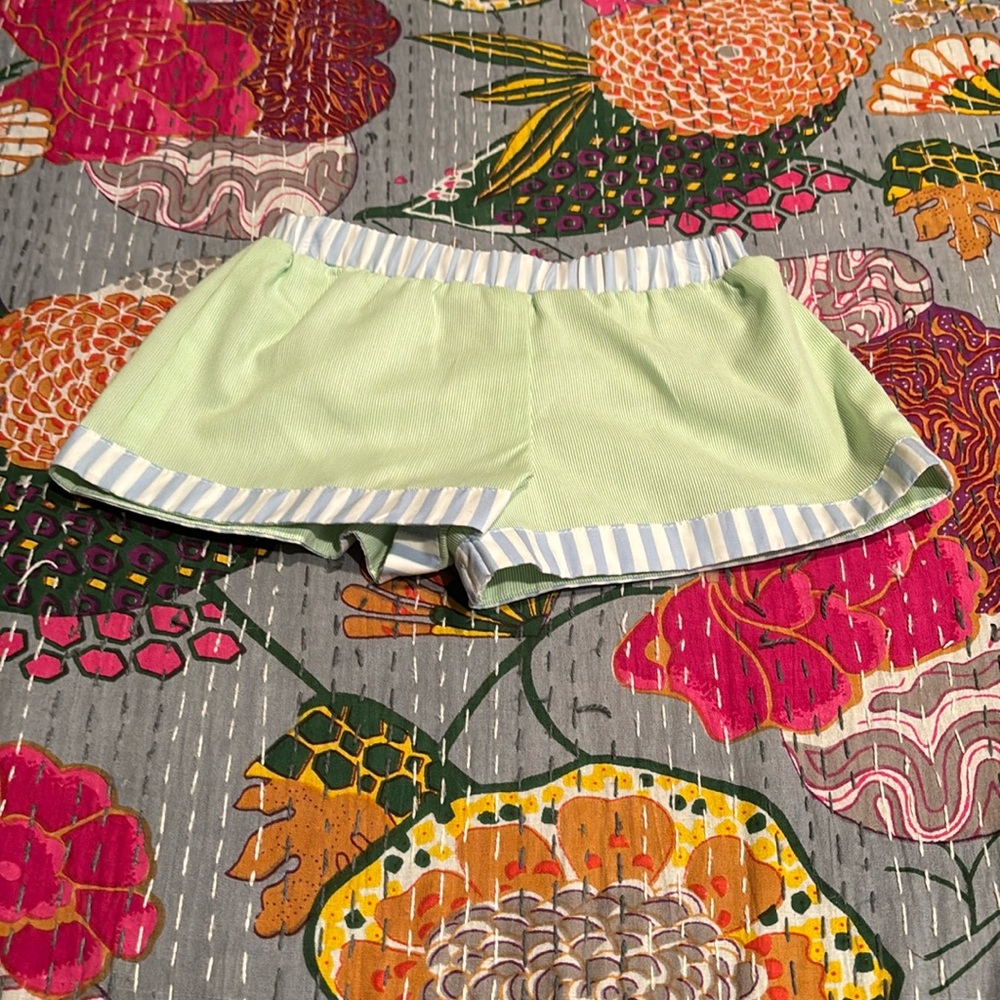 THREAD HEIRLOOM COMPANY LT GREEN STRIPED SWIM TRUNKS